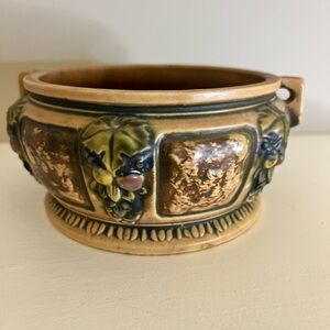 Roseville vintage pottery florentine brown fern dish 258-5